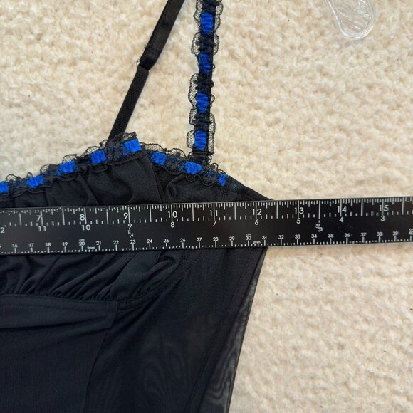 Corset Bustier Top 34B XS S Small Black Sheer Mesh Boning Italy - Picture 5 of 8